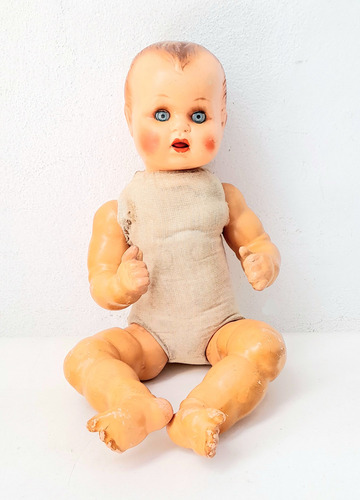 Antiguo Bebe Ojos Dormilon Argentina 1940's 45cm (Usado)