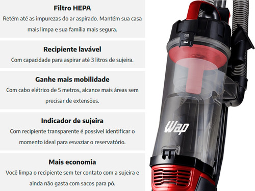Imagem 3 de 6 de Aspirador De Pó Vertical 2 Em 1 2000w Power Speed Wap