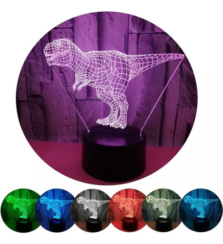 Lampara Led Ilusion 3d Dinosaurio T-rex Tiranosaurio Rex