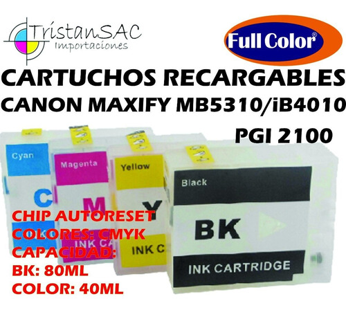 Cartuchos Recargables Cn Maxyfy Mb5310/ib4010  Pgi-2100