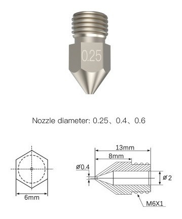 Imagen 2 de 3 de Nozzle Mk8 Profesional Aleación Cobre Niquelado | Icu