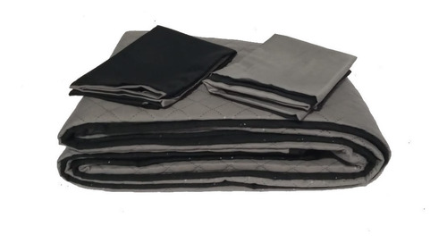 Imagen 1 de 3 de Comforter Negro Liso Gris Microfibra King Doble Faz