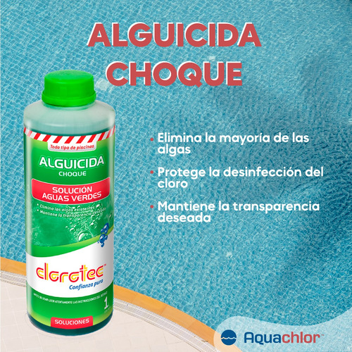 Alguicida Choque Clorotec Resuelve Agua Verde 1lt