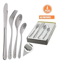 Comprar Jogo De Talheres Infantil Alimentação 4 Pçs Inox Mimo Style