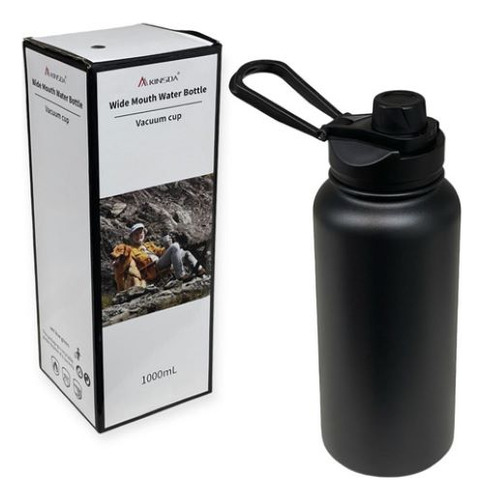 Botella Termo De Acero Inoxidable Mantiene Frío Y Caliente Negro