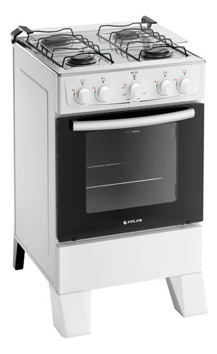 Fogão Atlas Milão 4 Bocas Com Mesa De Inox Branco