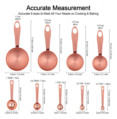 Elegantes Tazas Medidoras Cucharas Calcular Porciones Comida