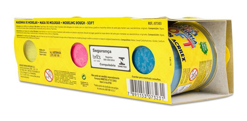 Imagem 2 de 3 de Massinha De Modelar Soft 3 Potes 150g Cores Sortidas Acrilex