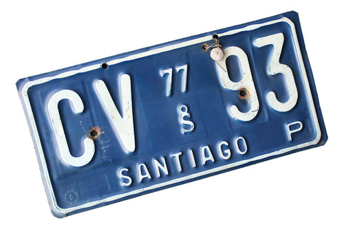 ¬¬ Placa Patente Antigua Chile Santiago Año 1977 Zp
