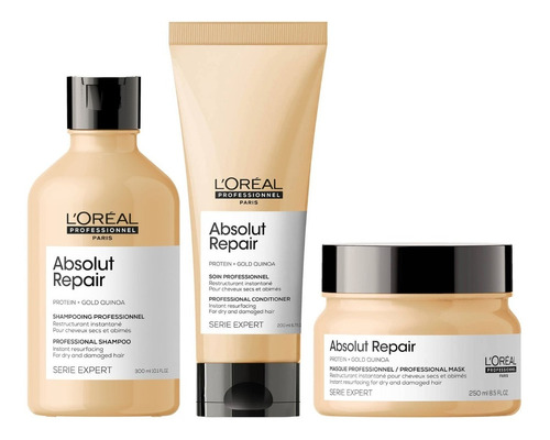 Kit Absolut Repair Loreal Shampoo, Crema Y Máscara