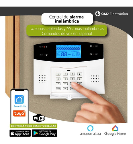 Imagen 2 de 10 de Kit P5 Alarma Domiciliaria Inalambrica Celular Wifi Gsm Pstn