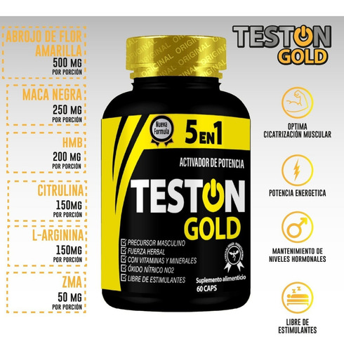 Combo 2 Teston Gold 5 En 1 | Vitaminas Para Hombre Sabor Sin Sabor