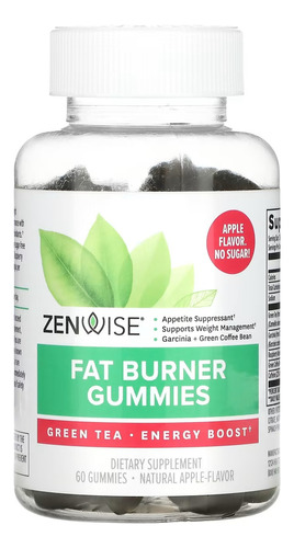 Zenwise Fat Burner Con Té Verde, Garcinia 60 Gomitas Sabor Manzana