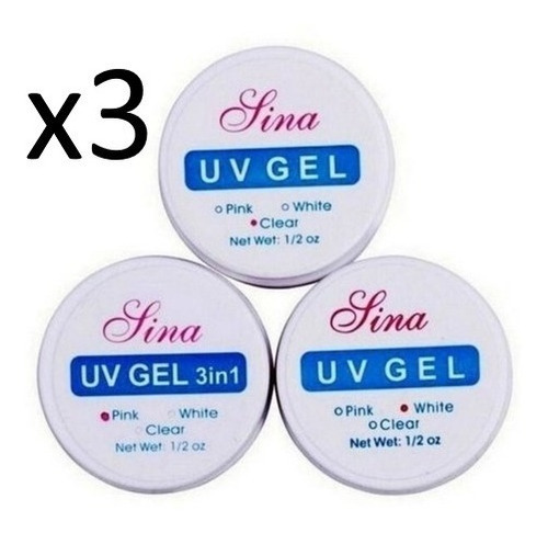 Gel Uv Lina  X3  Blanco Rosa Transp Construccion Esculpidas