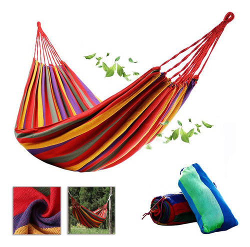 Hamaca Algodón Para Jardín Camping Cómoda De Tela Portátil