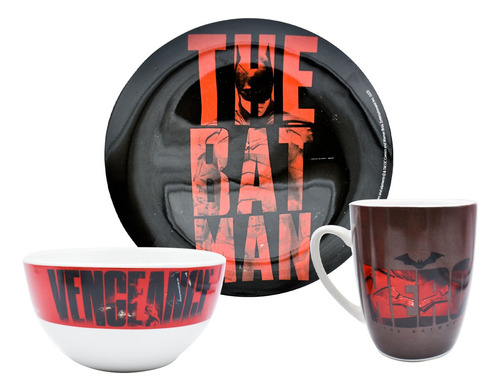 Vajilla De Porcelana Dc Batman Para 4 Personas 12 Pzas Color Rojo