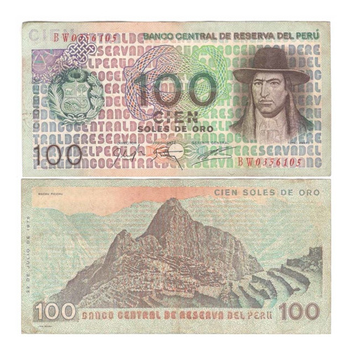 Machu Pichu Maravilla Del Mundo  Peru 100 Soles Oro (1976)