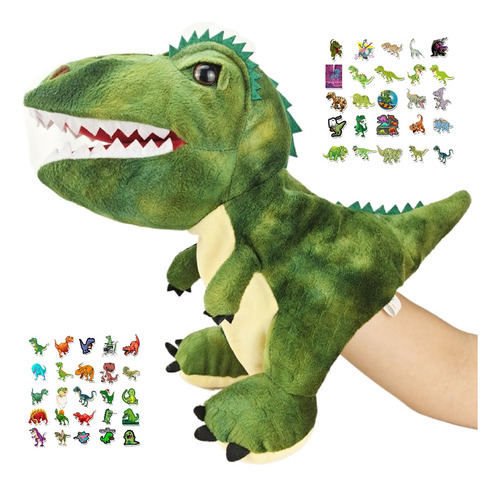 Dinosaurio Marioneta De Mano Tiranosaurio Peluche+pegatinas