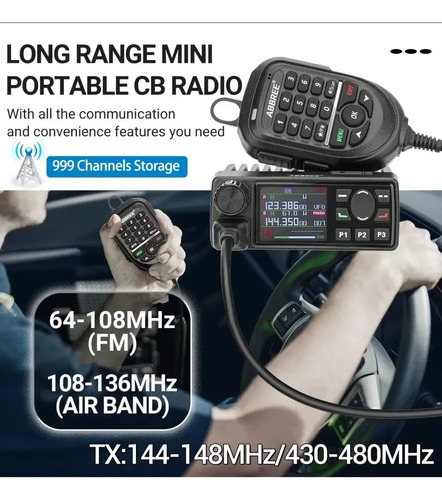 Rádio 25w Dual Band Vhf, Uhf, Fm E Aviação Abbree Ar-2520