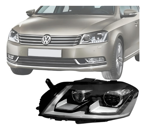 Farol Passat C/led Projetor 2011 2012 13 14 Depo Esquerdo Rf