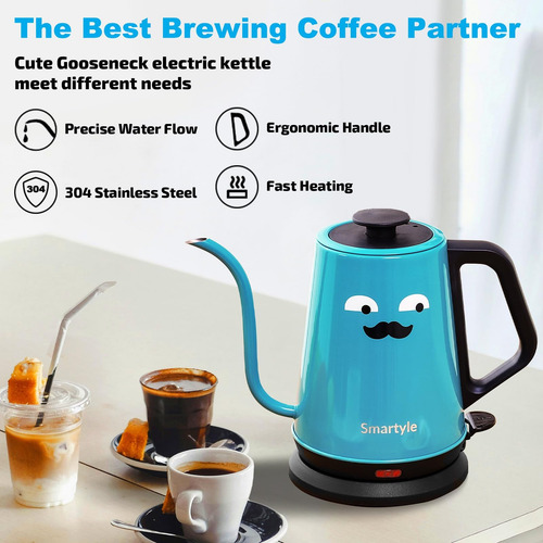 Smartyle Hervidor Eléctrico De Cuello De Cisne Con Bigotes,