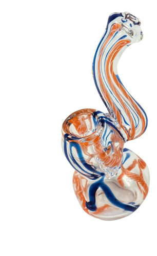 Glass Bubbler 10cm Twisted Lining - Mixed - Burning Loving