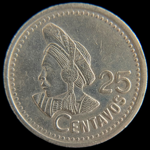 Guatemala, 25 Centavos, 1990. Concepcion Ramirez Mendoza. Vf