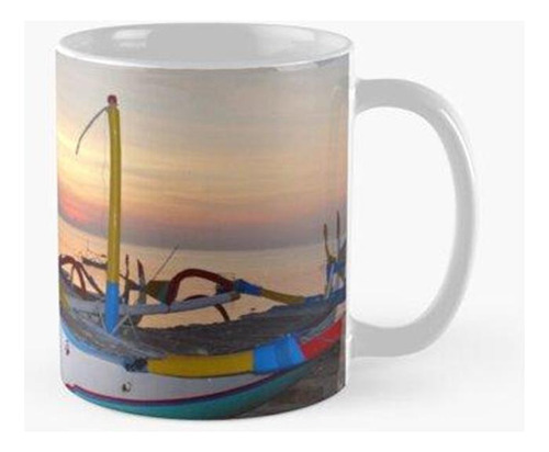 Taza Salida Del Sol Con Barcos Calidad Premium