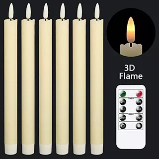 Genswin Flameless Ivory Taper Candles Flickering With 10 Key