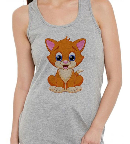 Musculosa Gato Naranja Animado Dibujo