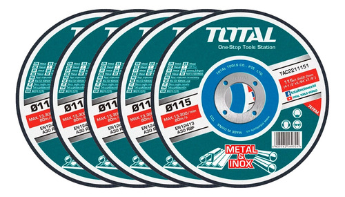 Disco Abrasivo De Corte Metal 115mm Total Tac2211151 X5 U