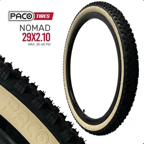 Par Pneu Bike Mtb Bicicleta Aro 29 Paco Nomad Com Faixa Bege