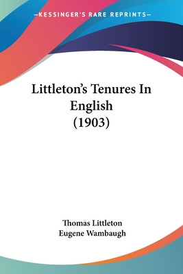 Libro Littleton's Tenures In English (1903) - Littleton, ...