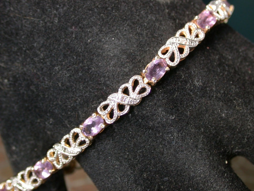 Luli Pulsera Plata 925 Oro 6 Diamantes 10 Amatistas Legit