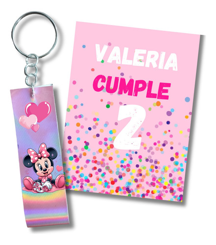 30 Llaveros Minnie Recuerdo O Invitación Tira Cumpleaños 