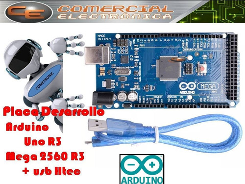 Arduino Placa Para Desarrollo Mega 2560 R3 + Cable Usb