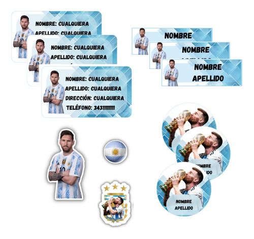 Kit Etiquetas Escolares Messi Argentina Para Editar/imprimir