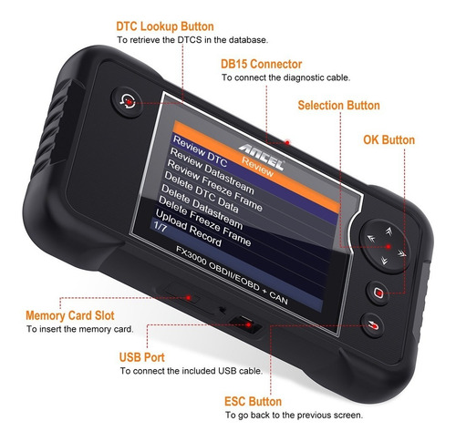 Ancel Fx3000 Obd2 Escáner Automotriz Profesional Abs Srs