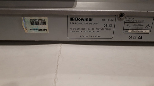 Reproductor Dvd Bowmar Modelo Bw-1010v