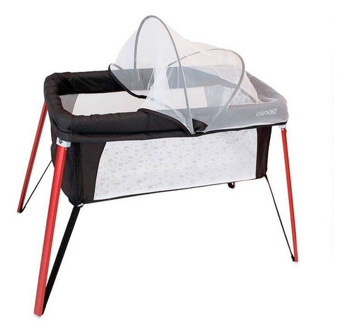 Imagem 3 de 10 de Berço Portátil Com Mosquiteiro Preto E Vermelho - Clingo