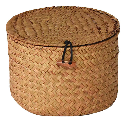 Cesta De Almacenamiento De Mimbre Con Tapa Para Estantes