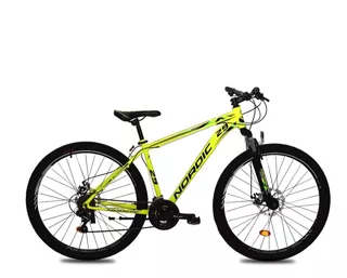 Mountain bike Nordic X 1.0 R29 21v frenos de disco mecánico cambios Shimano color amarillo/negro con pie de apoyo