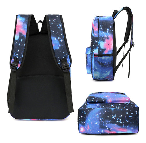 Juego De 3 Mochilas Con Puntadas Para Niños Con Forma De Noche Estrellada, Mochila Escolar Para El Regreso A La Escuela, Bolsa Para Lápices, Bolsa Tip