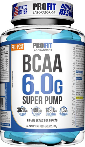 Bcaa 6.0g Ultra Concentrado Super Pump 60 Tabletes - Profit