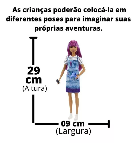 Barbie Boneca Cabelo Roxo - Profissões Cabeleireira - Mattel