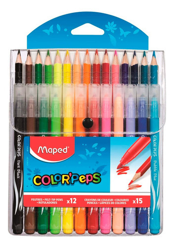 Lápis De Cor Color'peps 15 Cores Madeira Maped + 12 Canetas