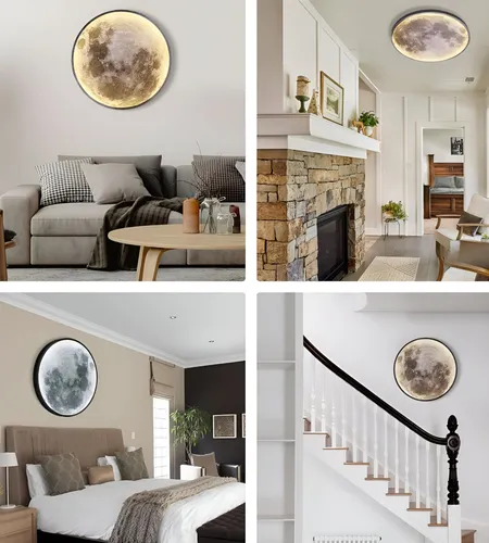 Aplique Pared Luna 3d Lámpara Led Techo Decoración Jhn