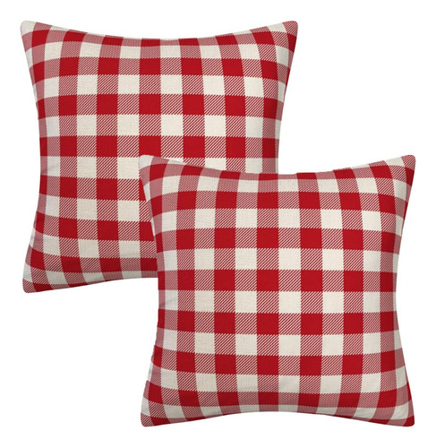 Cubierta De Almohada De Almohada De Chequeo De Búfalo Rojo Y