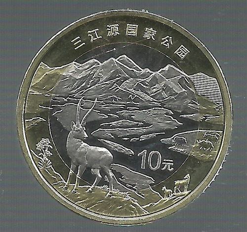 China Moneda 10 Yuan 2023  Ciervo Bimetalica Unc