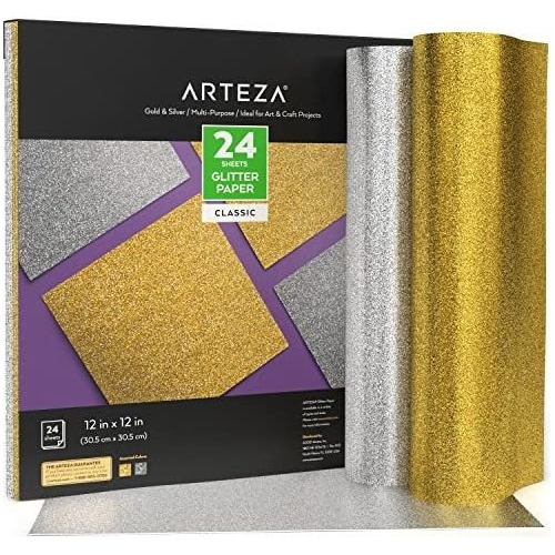 Papel Con Diamantina 4 Hojas 12 X 12 Pulgadas, Papel Dorado